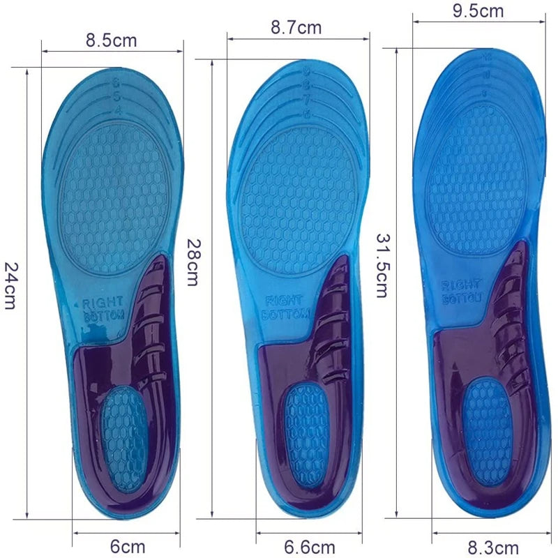 Palmilha Ortopédica para dores nos pés - Com sola em Silicone anti-estress e Gel Anti-impacto